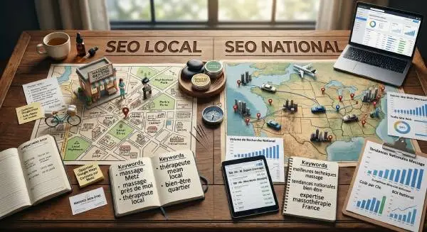 SEO local vs SEO national : Quelle stratégie choisir pour les thérapeutes et pro des massages ?